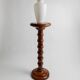 XXL vintage solid wood flower pedestal, Italian handcrafted column table, 1960s, marron finish
