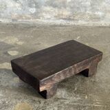 Small stool, black solid teak accent stool wabi-sabi L30 W8.5 H6.
