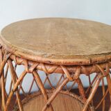 Rattan side table