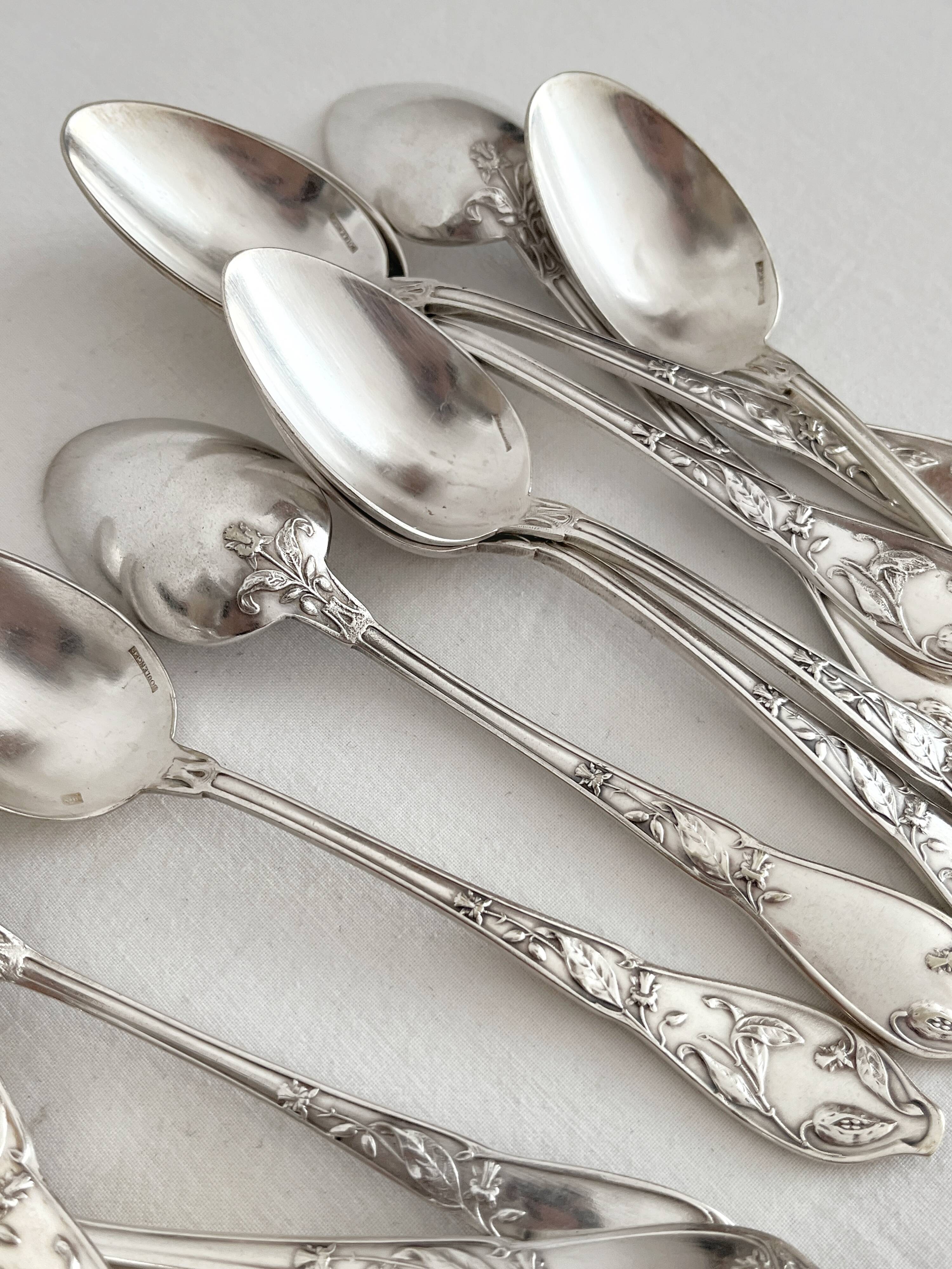 12 small silver-plated metal teaspoons "Cocoa" by Boulenger