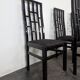 Set of 6 black lacquered Japonese-style chairs.