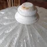Ceiling lights (pair) round glass and white wood