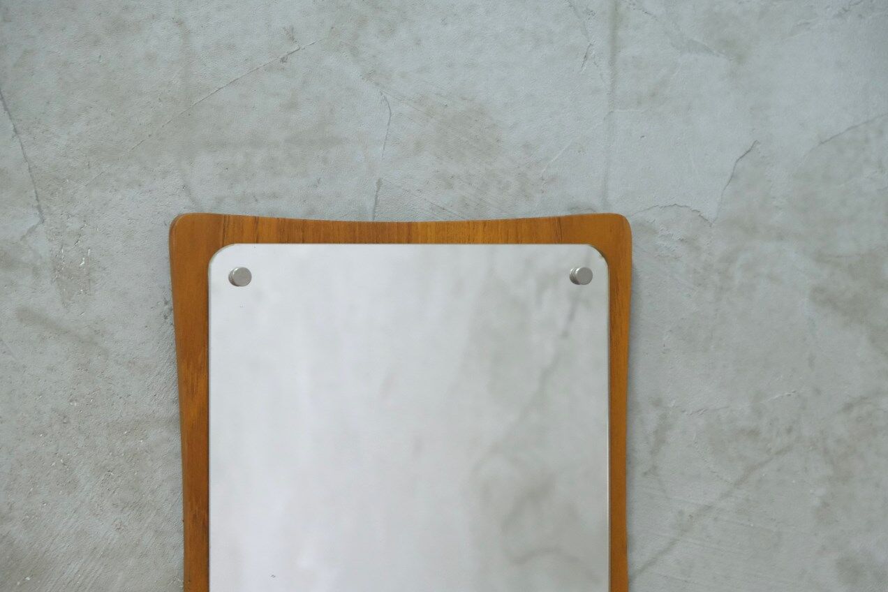 Scandinavian Minimalist Teak Mirror 1960s 36x30cm