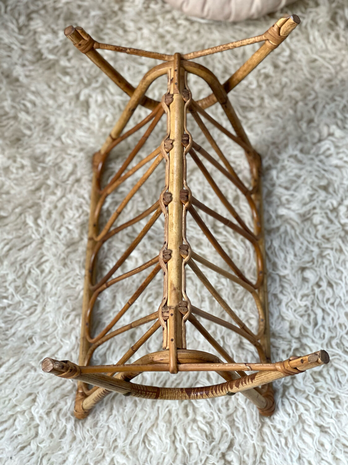 Vintage rattan magazine holder