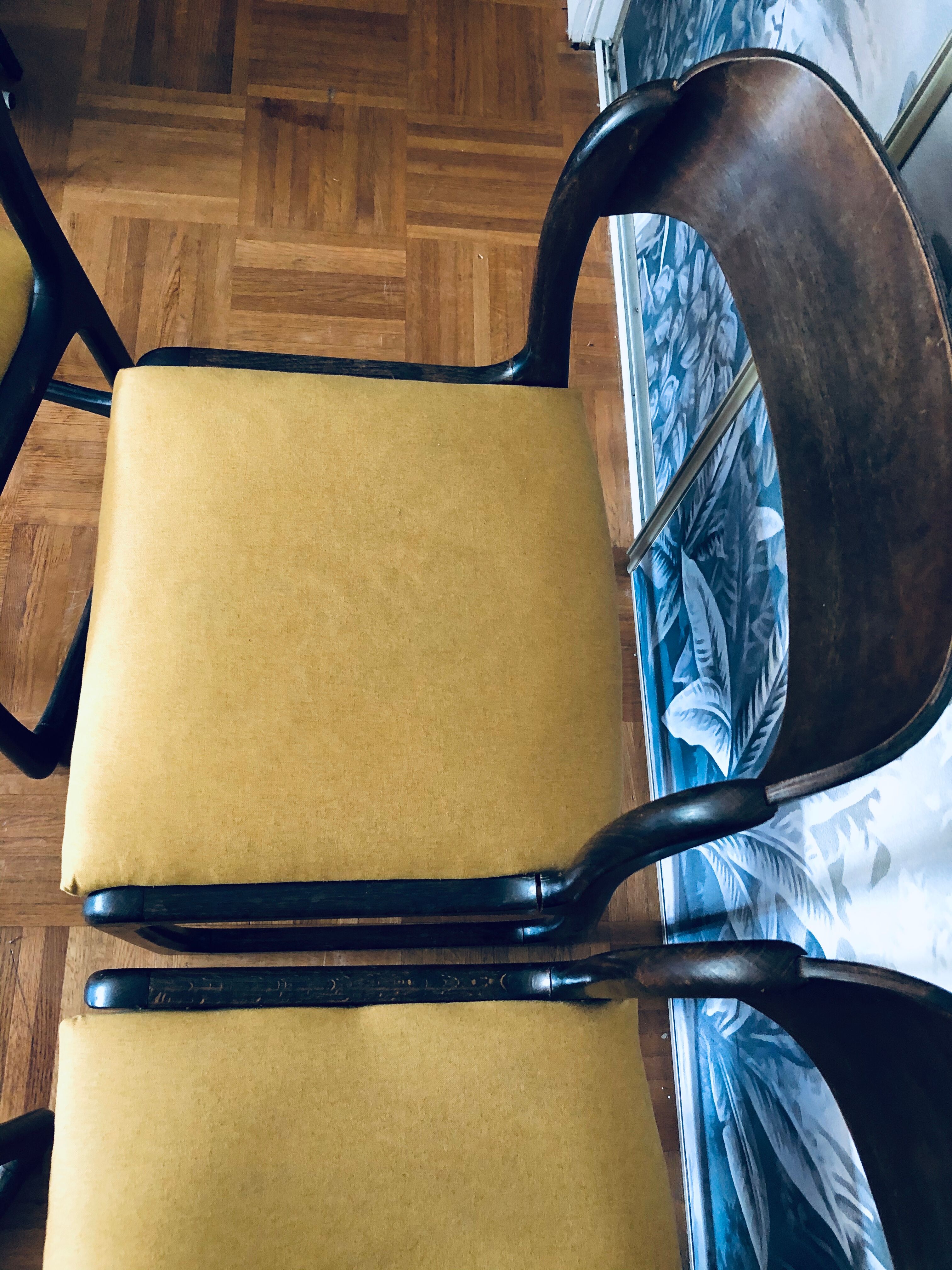 Suite of four Baumann sled chairs