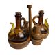 Vintage oil and vinegar server, Biot, olive wood, 20th century.