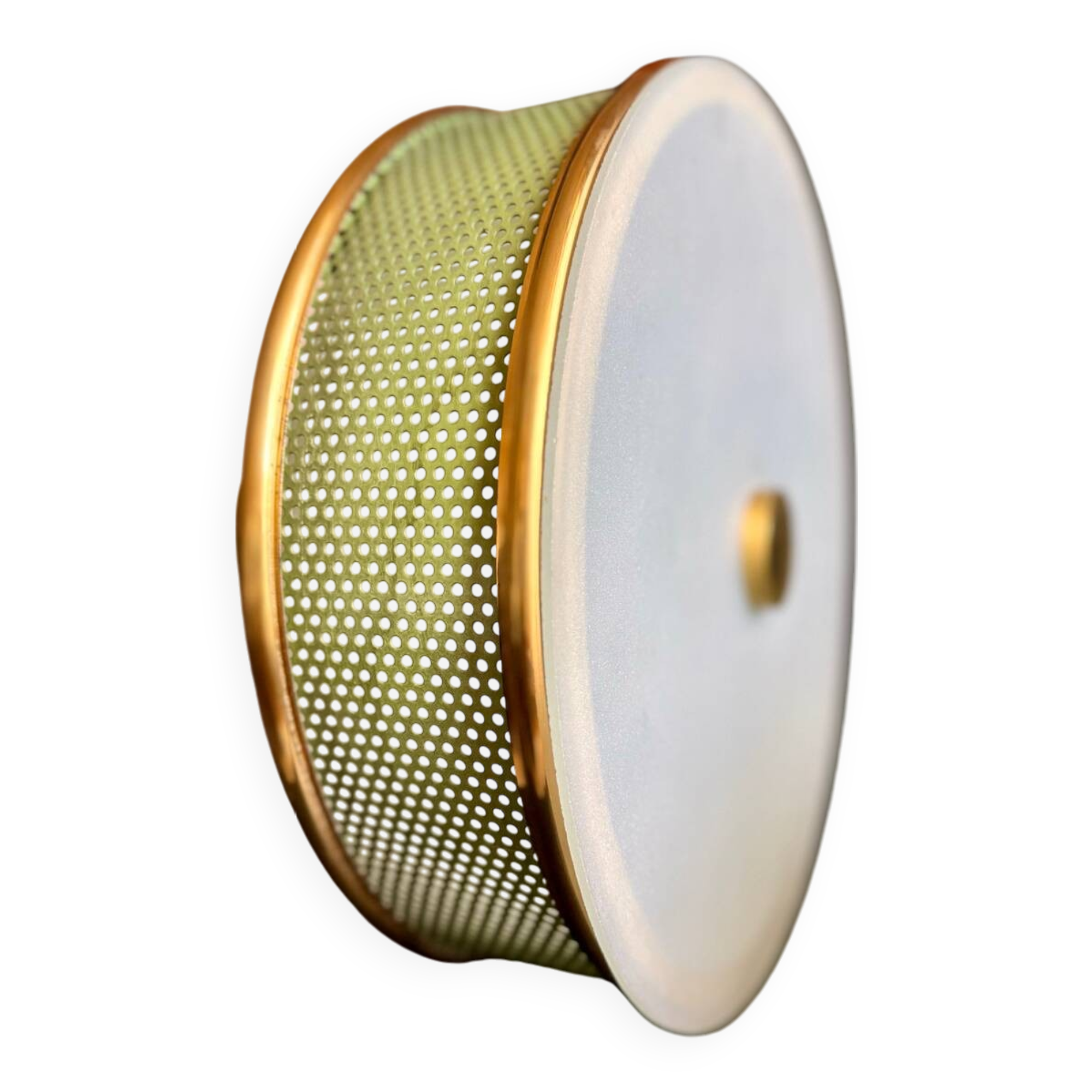 Lunel ceiling light / Porthole / Brass, perforated metal and glass