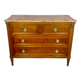 Louis XVI style chest of drawers, 4 drawers, pink marble