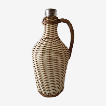 Vintage glass and wicker bottle