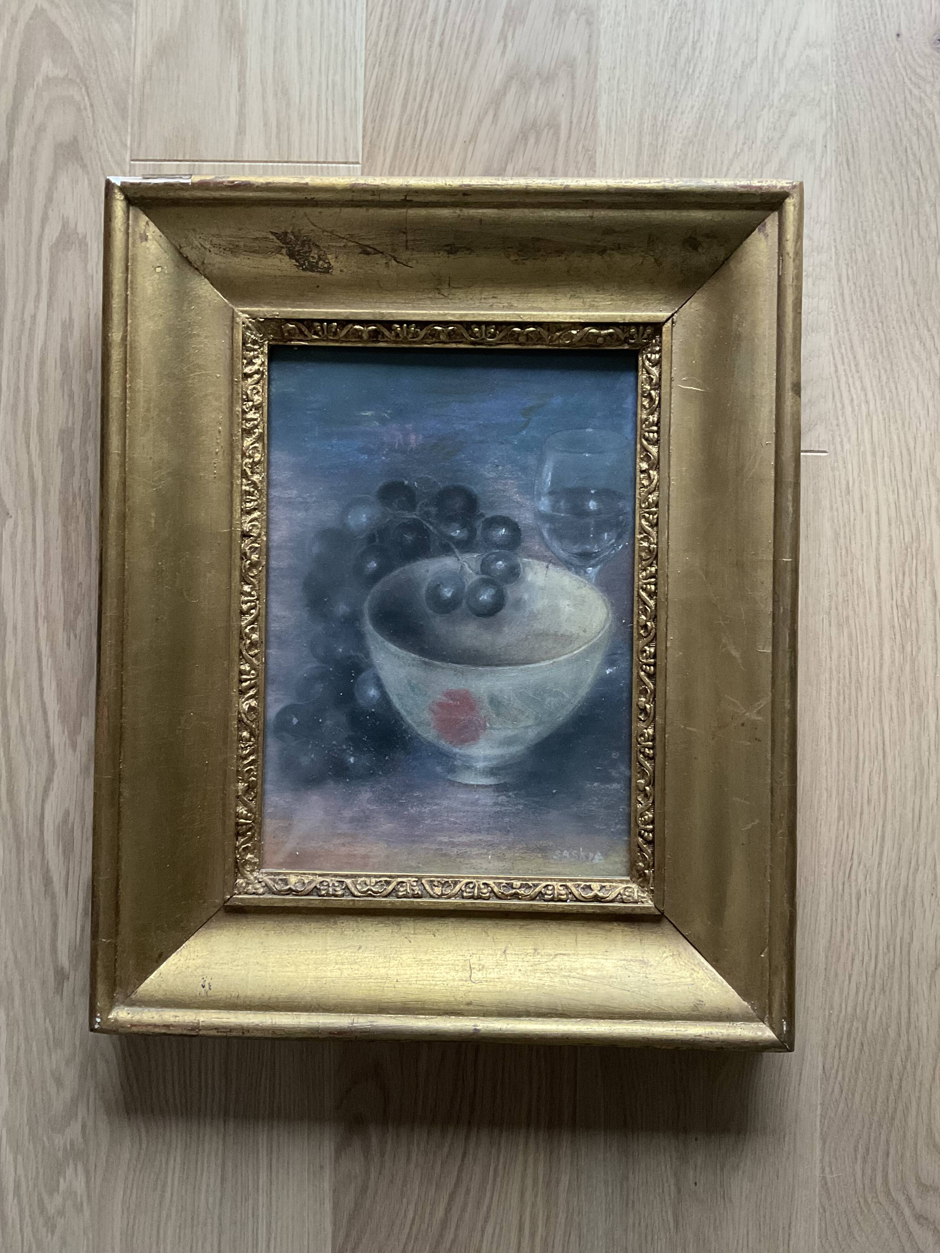 Tableau Nature morte au bol et raisins