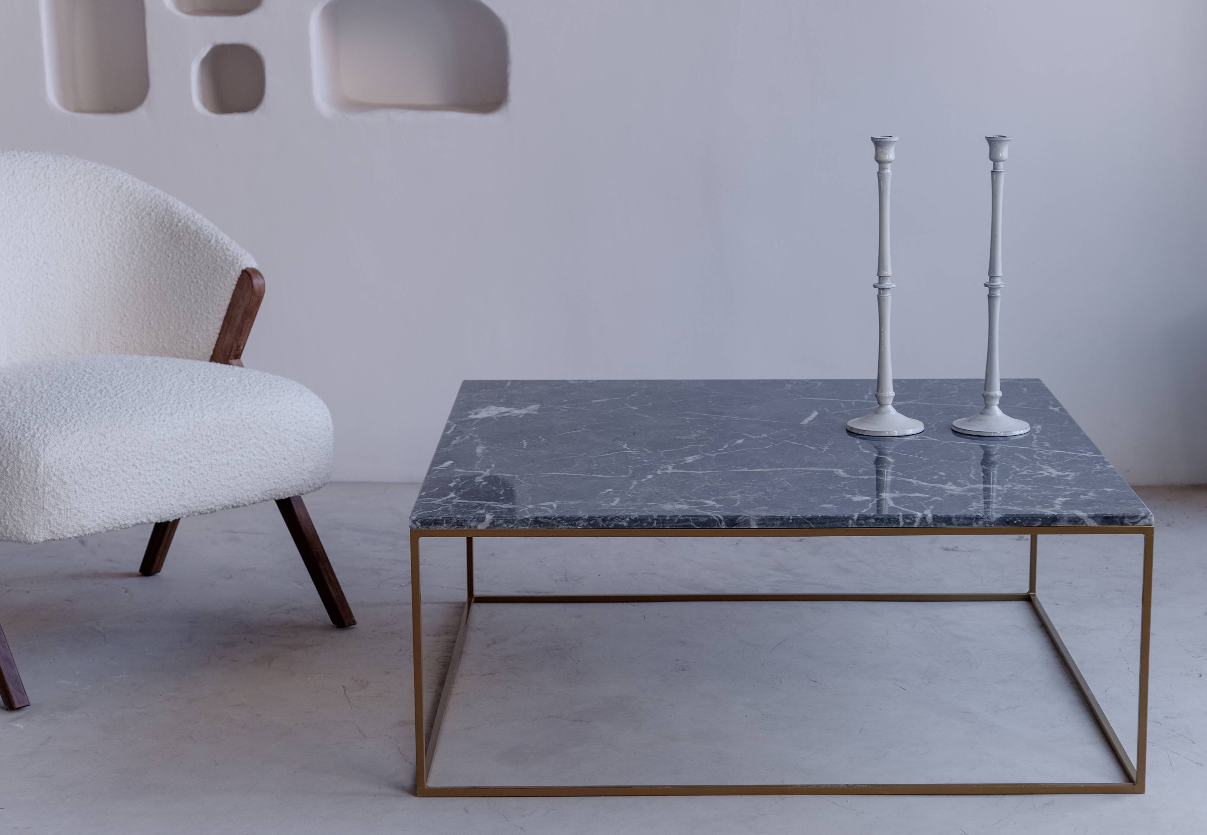 Rectangular coffee table in grey marble Emperador