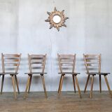 Series of 4 Scandinavian chairs or vintage wooden bistro