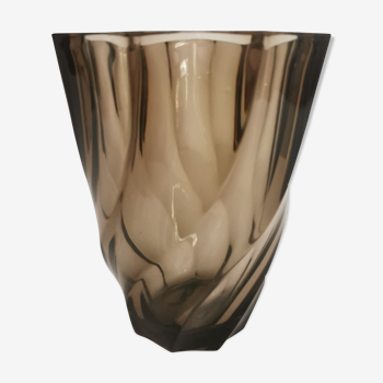 Vase en verre fumé années 70