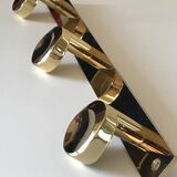 Coat rack 3 hooks vintage brass years 70 s