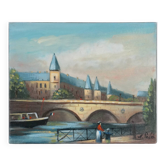 Michel PABOIS : Bateau de la Conciergerie, huile sur toile sur toile signée