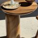 Side table in solid suar with a circular top, column base H51.5 D50.