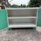 Vintage painted wardrobe in white and green wood, 1950s, original lock.