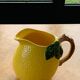Lemon pitcher in ceramic slurry glazed yellow and green vintage