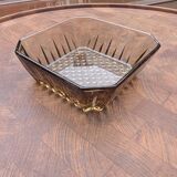 Set of 4 small square bowls - smoked glass - retro design - 70s / 80s