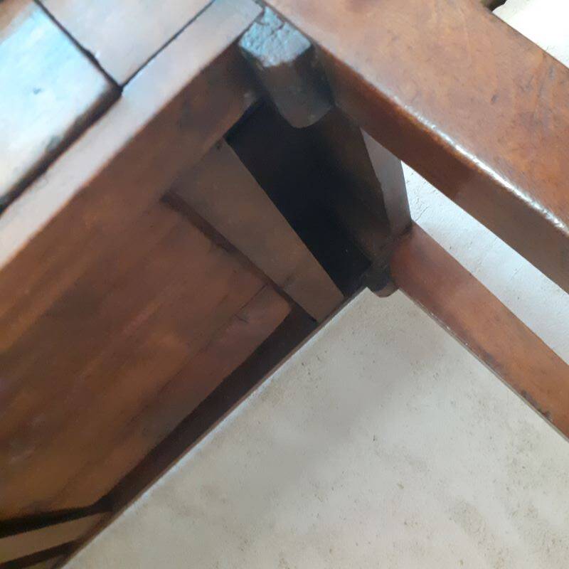 Monastery table, community table, 19th-century solid walnut console.