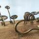 Set of six hammered Art Deco coat hooks