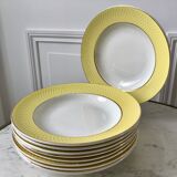 Lot of 9 pastel yellow hollow plates st amand textured 50s-60s