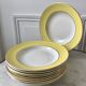 Lot of 9 pastel yellow hollow plates st amand textured 50s-60s