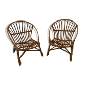 Pair of rattan shell armchairs