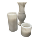 Trio de bougeoirs vintage en marbre blanc