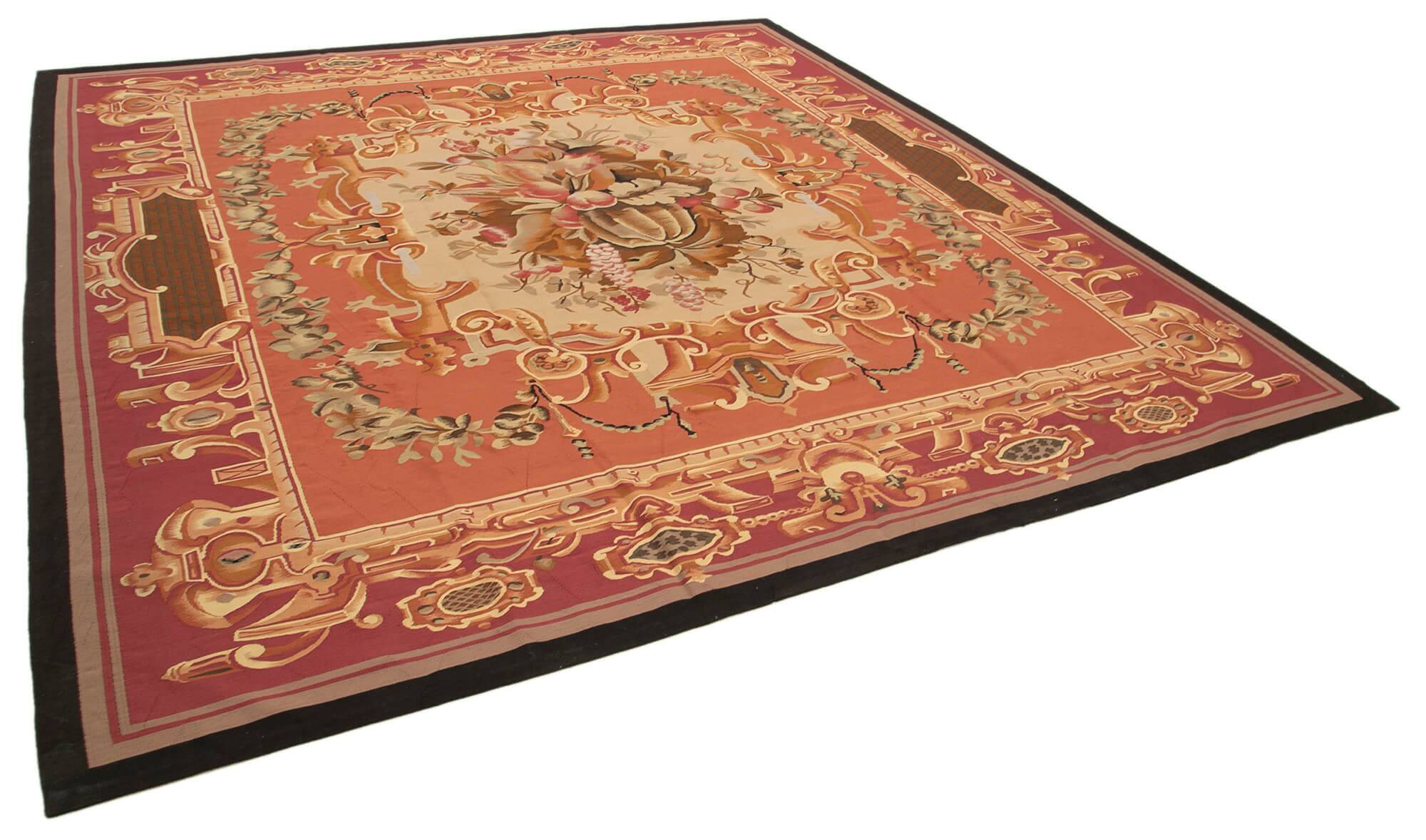 Handmade European Vintage Aubusson Kilim 306 cm x 335 cm