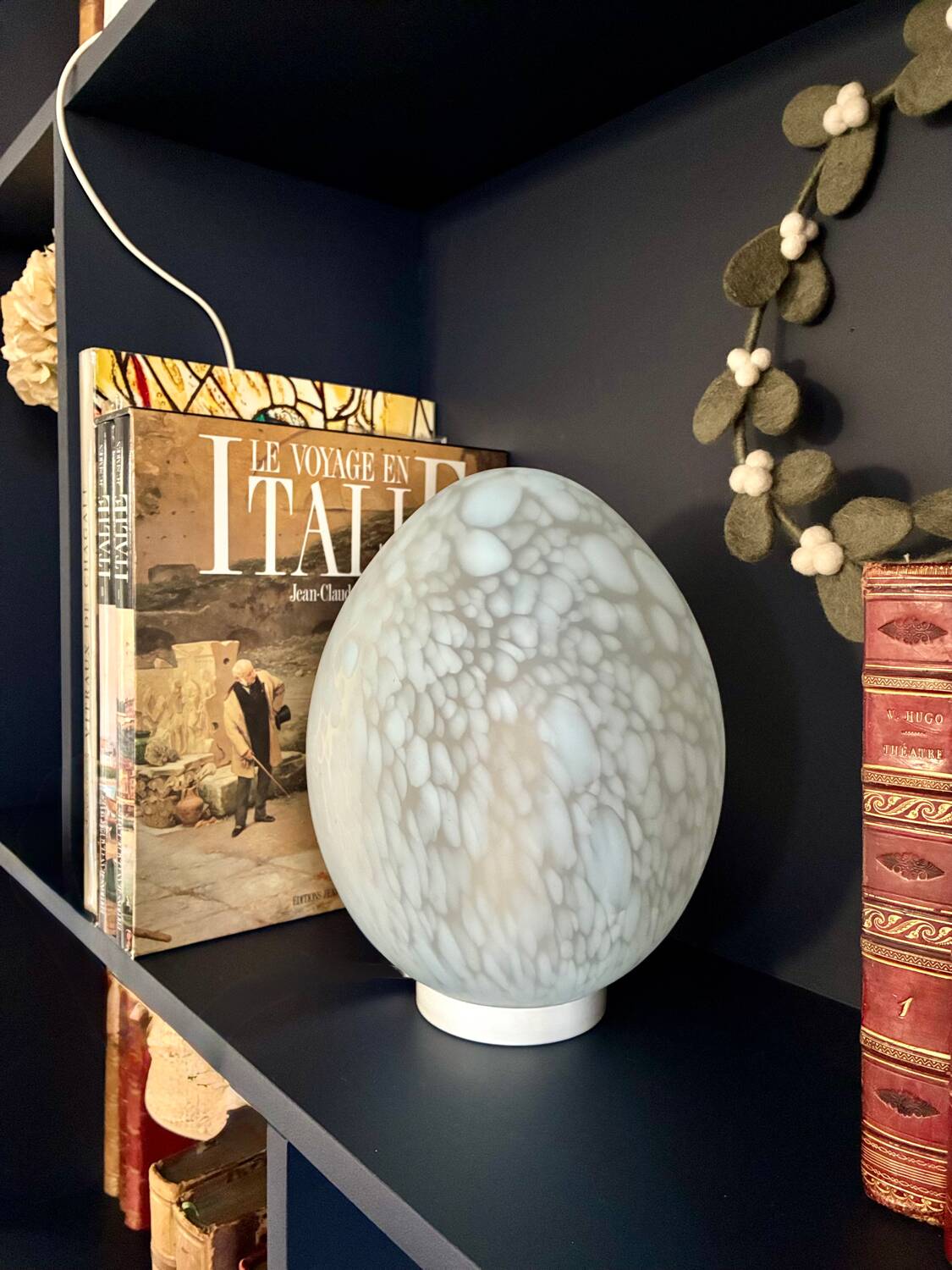 Pair of speckled glass oval lamps - 1970.