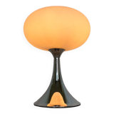 Lampe de table vintage, verre chromé et blanc