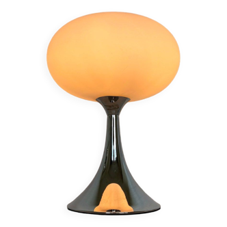 Lampe de table vintage, verre chromé et blanc