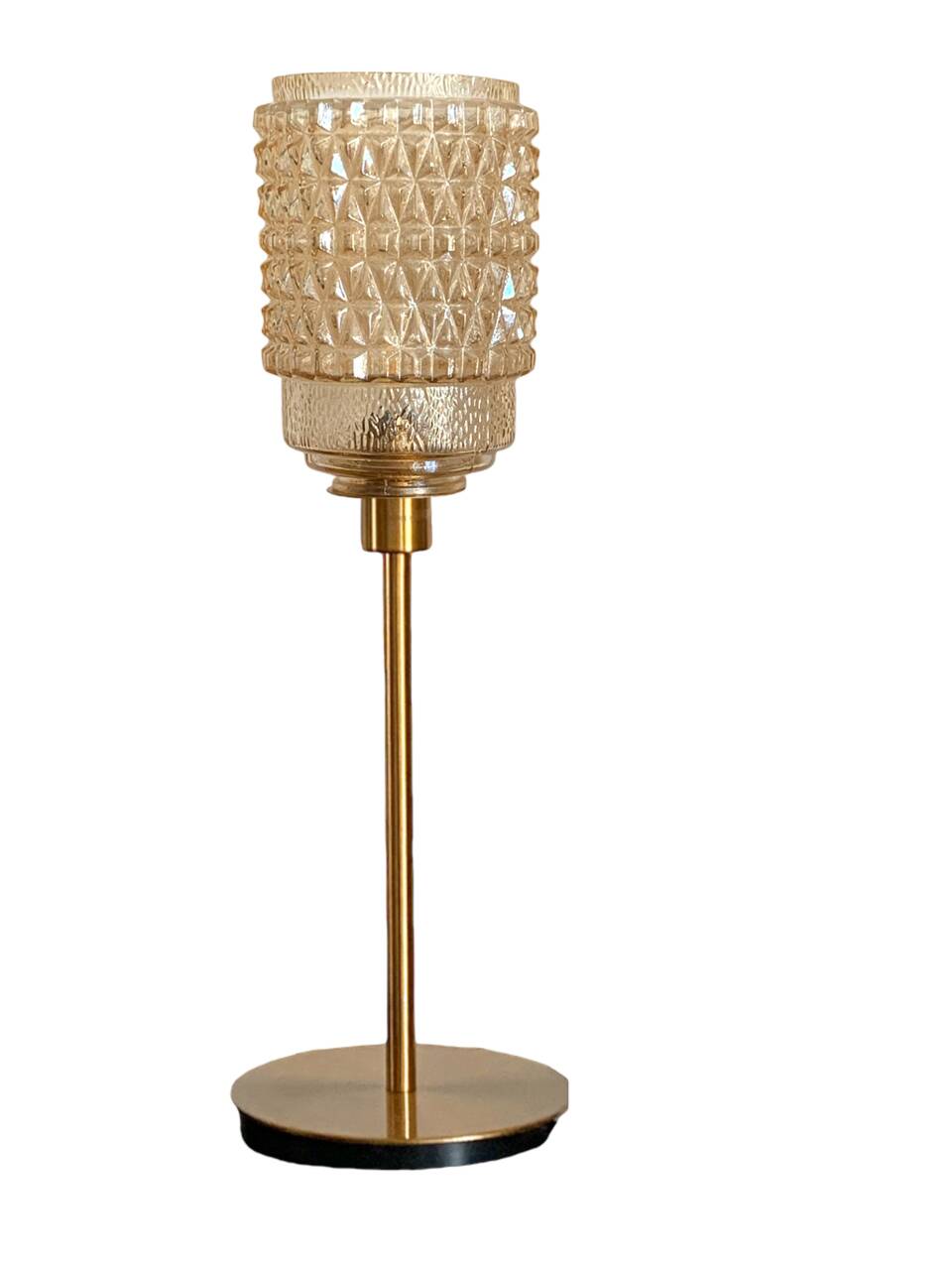 Table lamp made from an old golden glass pendant light