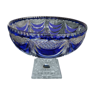 Coupe en cristal de Lorraine bleue