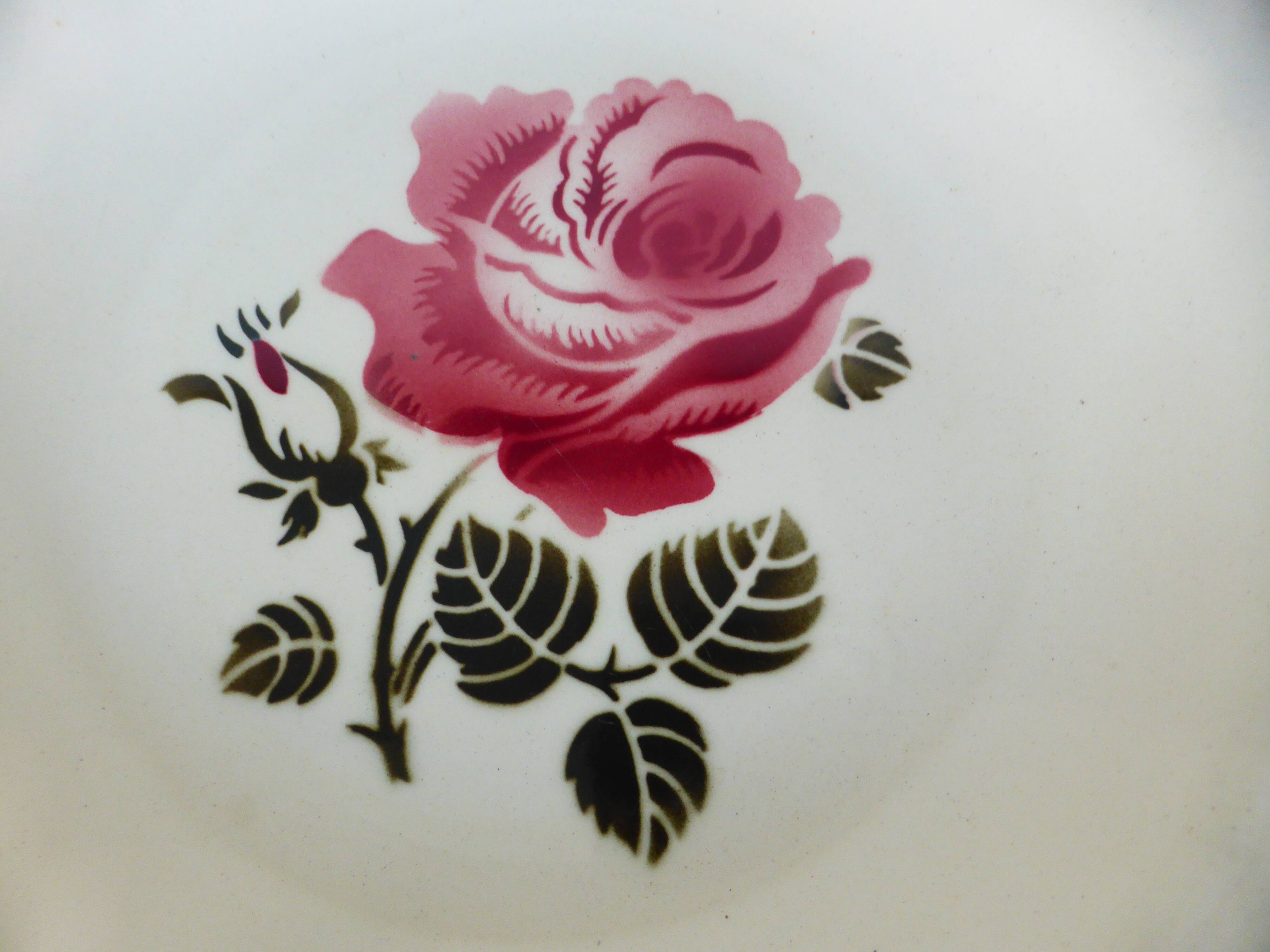 6 vintage Badonviller soup plates, Germaine model 220635