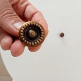 Pair of antique furniture knobs in gilded brass.