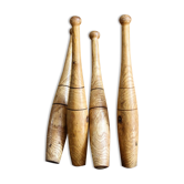 Set of 4 old juggling clubs
