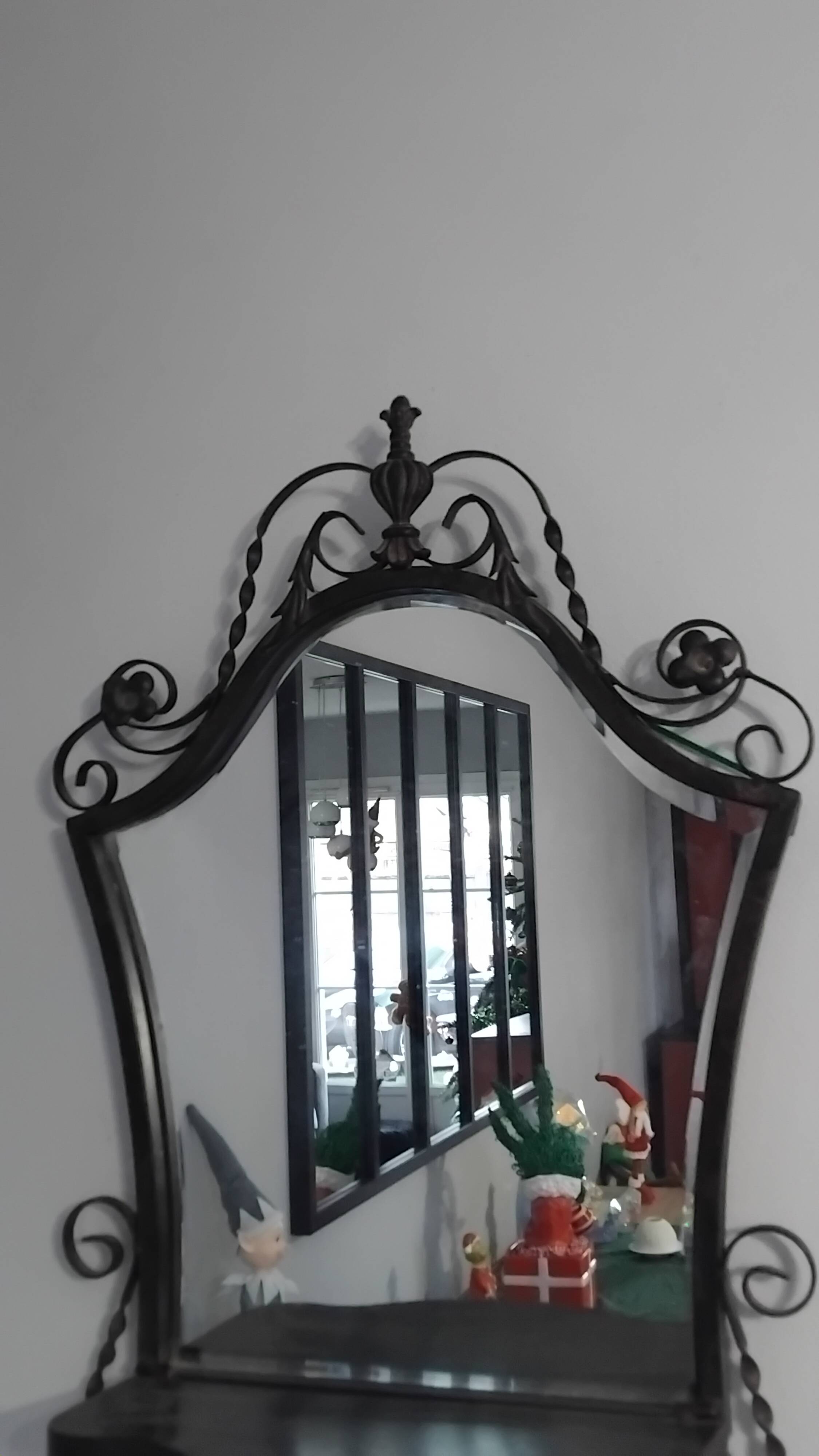 Vintage wrought iron entrance wall mirror