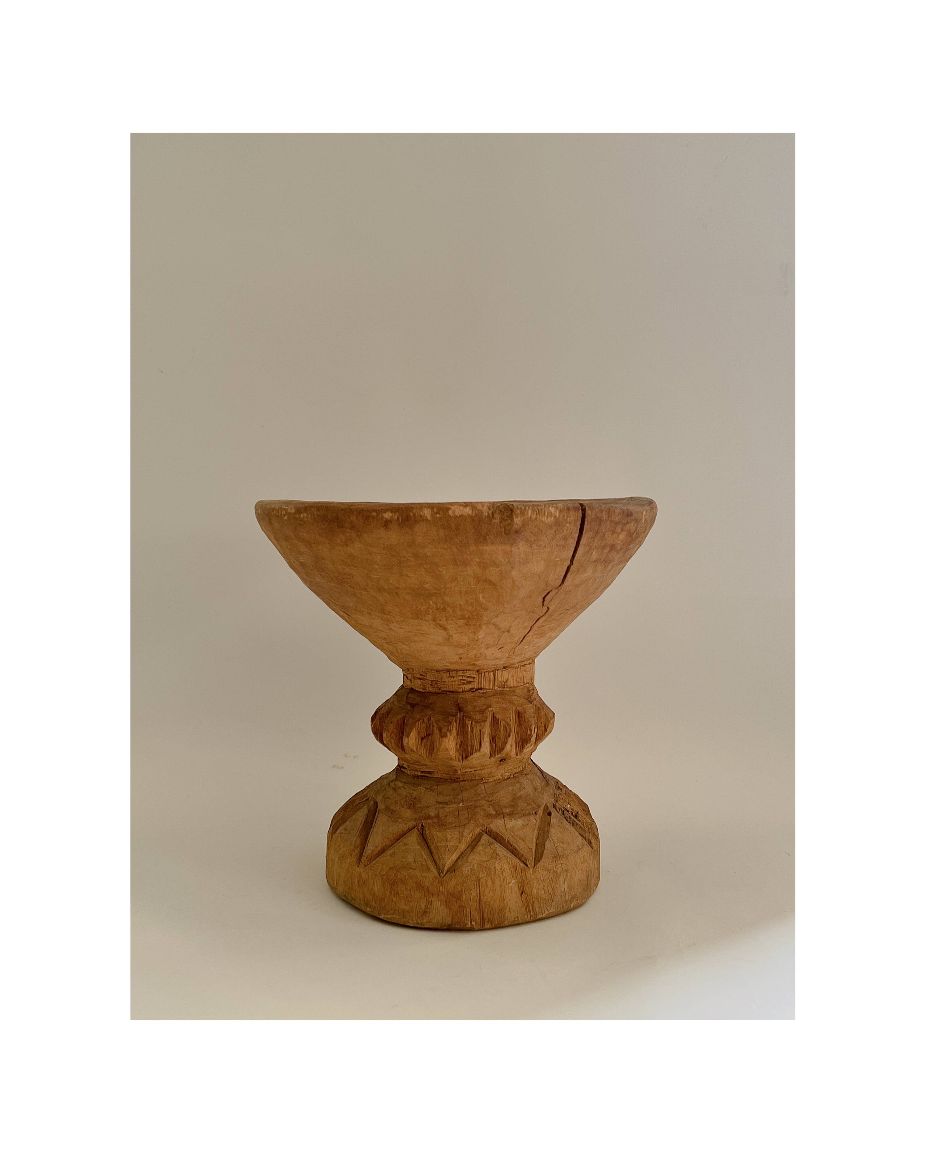 African stool / end table / bedside table in carved solid wood