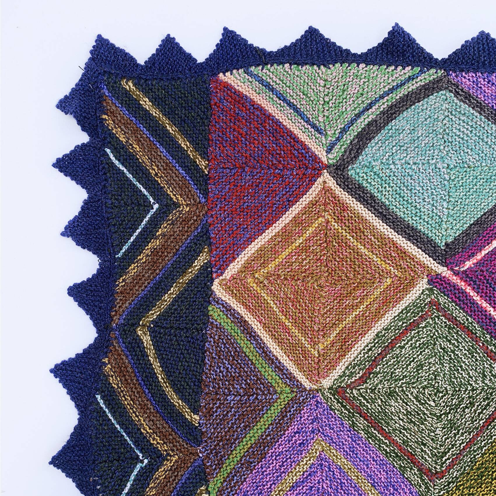 Knitted Diamond Throw Blanket Vintage 1970s