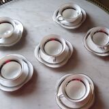 6 coffee cups in fine epiag white and steel gray moiré porcelain