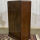 Small English Art Deco student wardrobe in walnut from the 1950s.