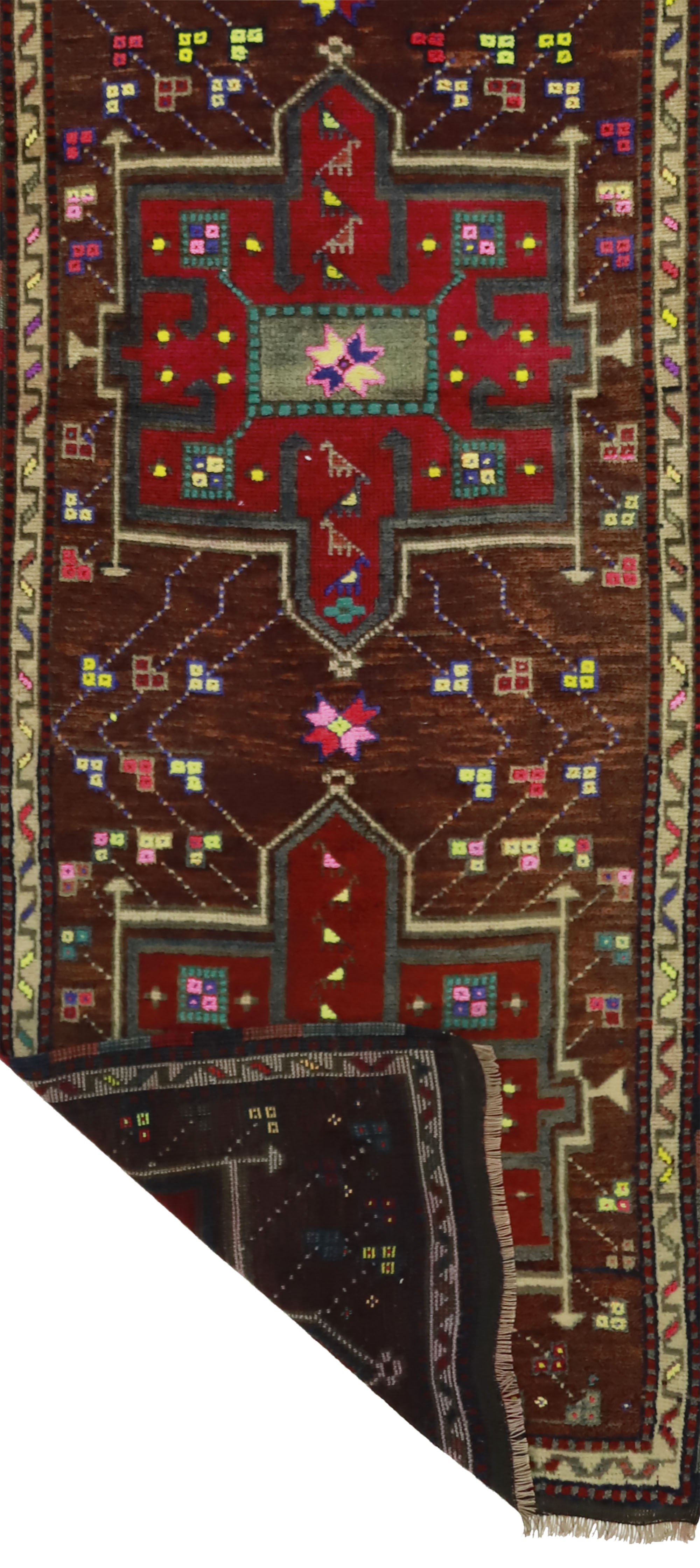 Anatolian handmade vintage rug 350 cm x 85 cm
