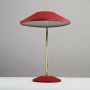 Red Shrink-Lacquered Brass Table Lamp, Germany, 1950s