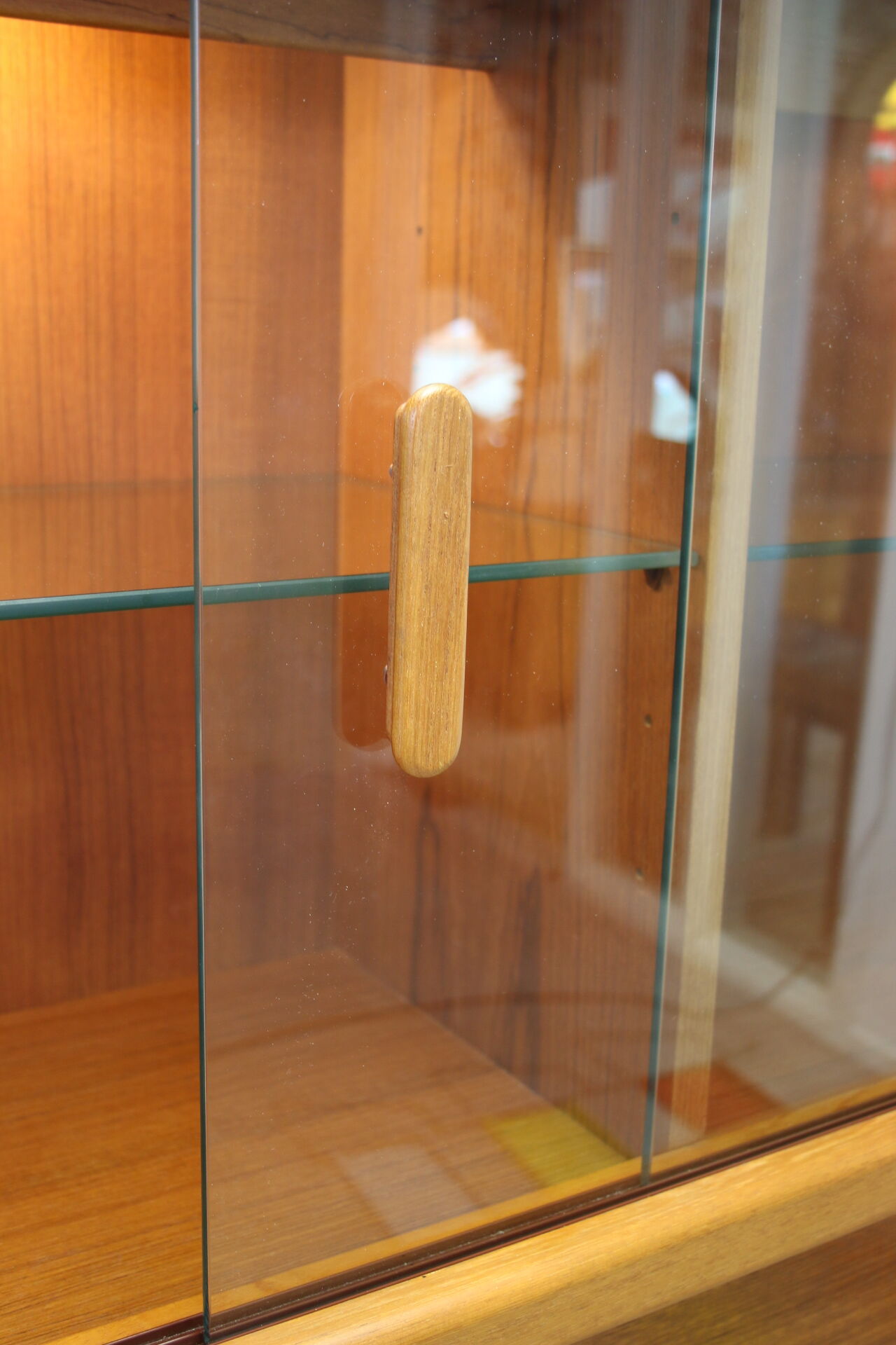 johannes Andersen teak lighted display cabine For Silkeborg Denmark