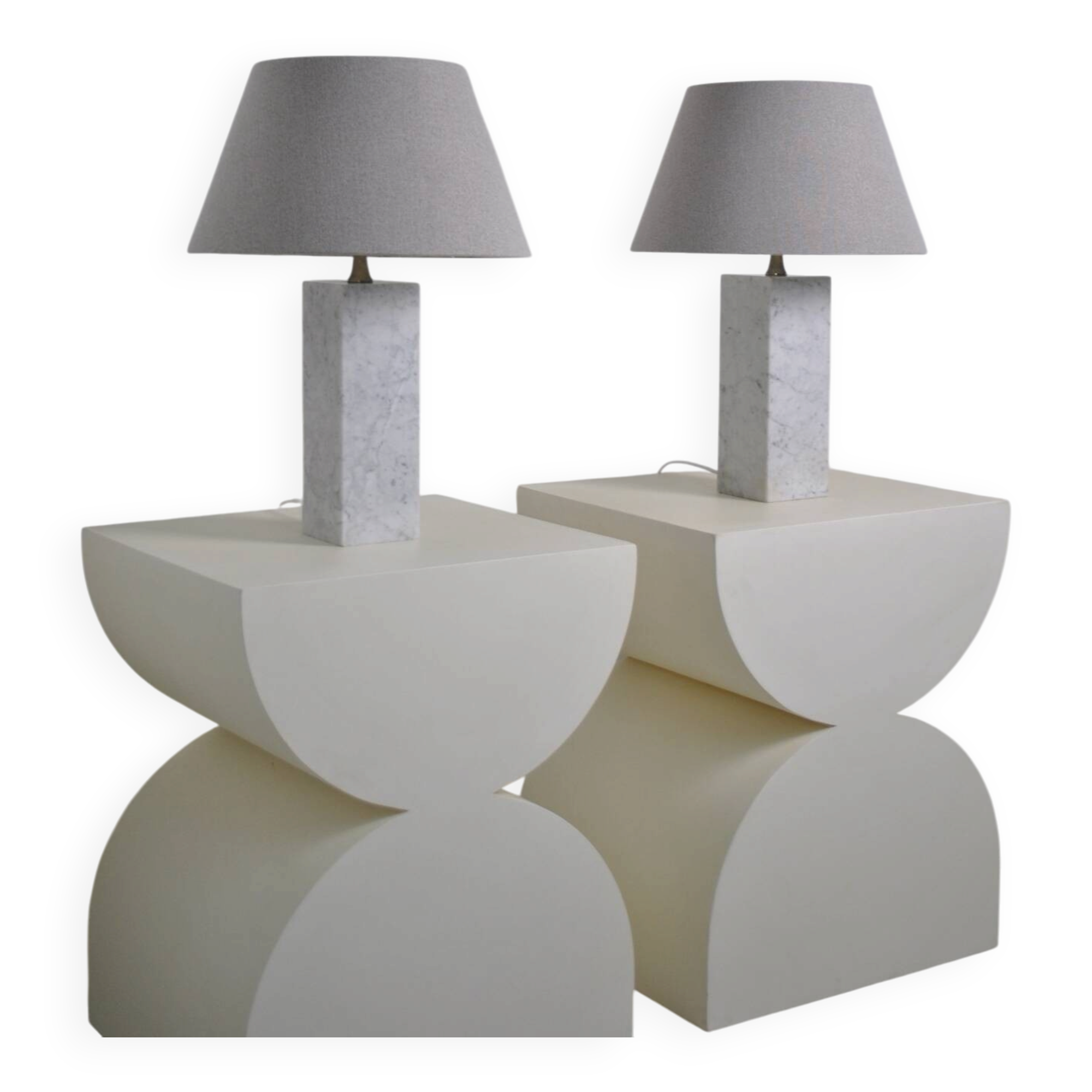 Pair of marble lamps by Maison Barbier 1960