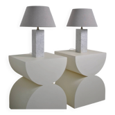 Pair of marble lamps by Maison Barbier 1960