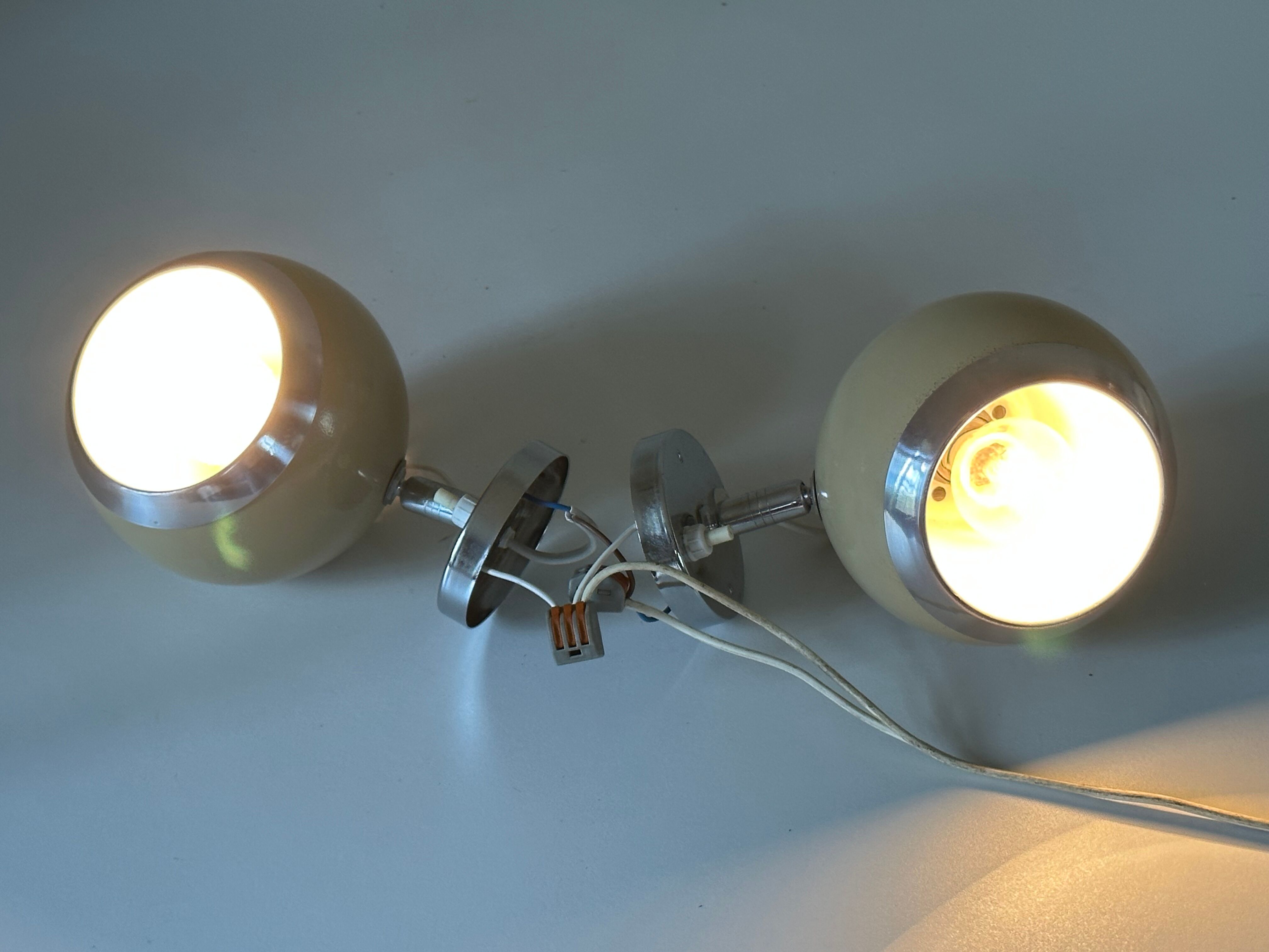 Pair wall lamp eyes ball vintage design 70 years