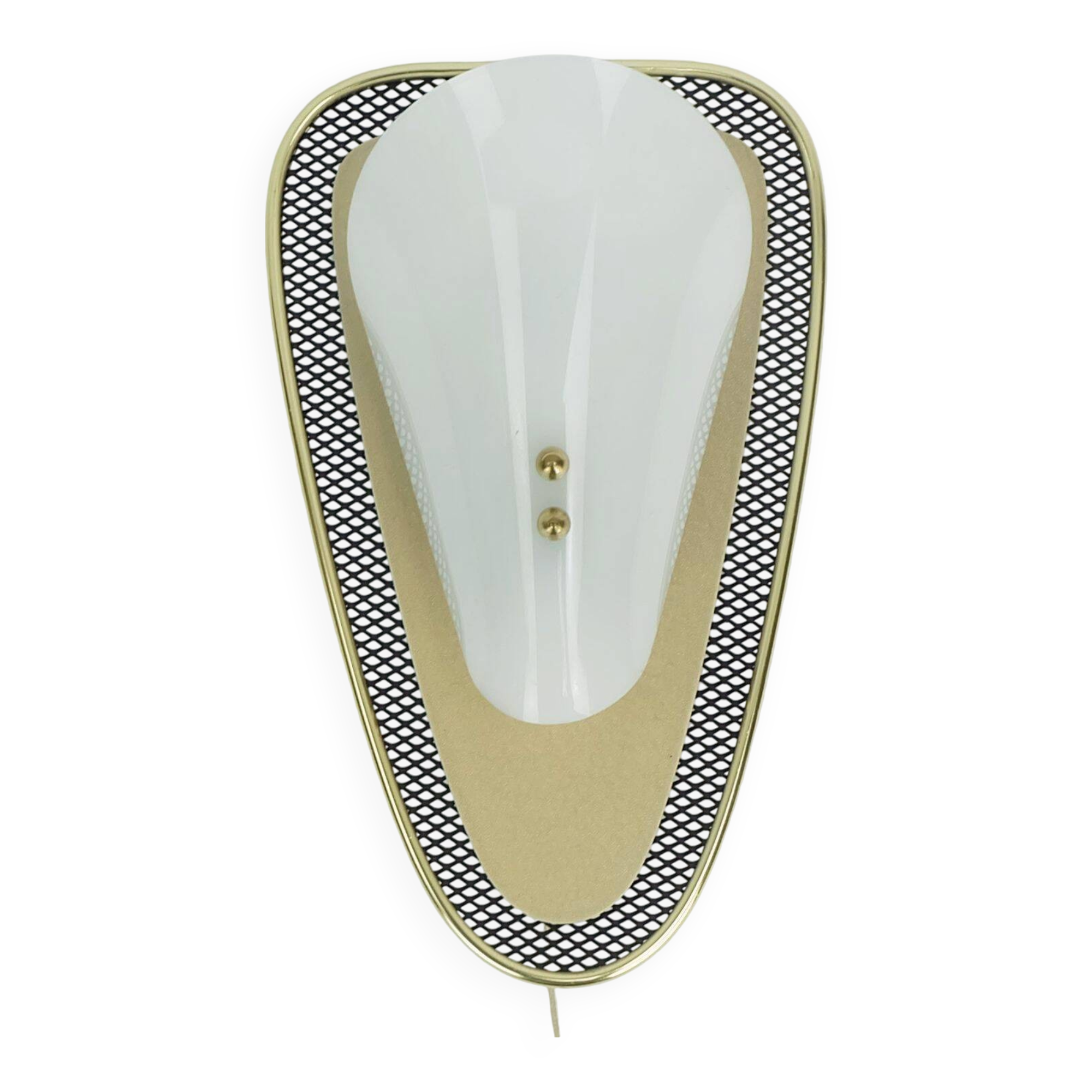 1950s sconce metal mesh and brass with white acrylic shades